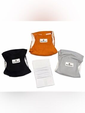 Pet Parents Washable Dog Diapers Size M – 3 Pack + Inserts | Black Gray Brown